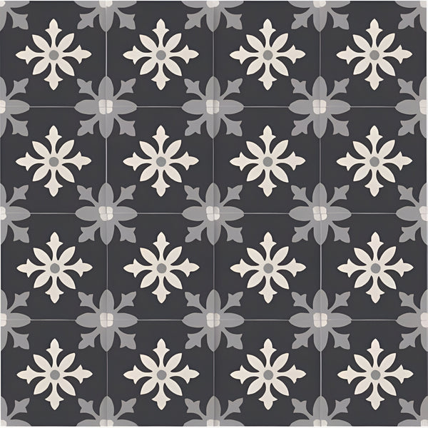 Grit Emlyn Black Decor Moroccan Vitrified Tile 8 * 8 Inch
