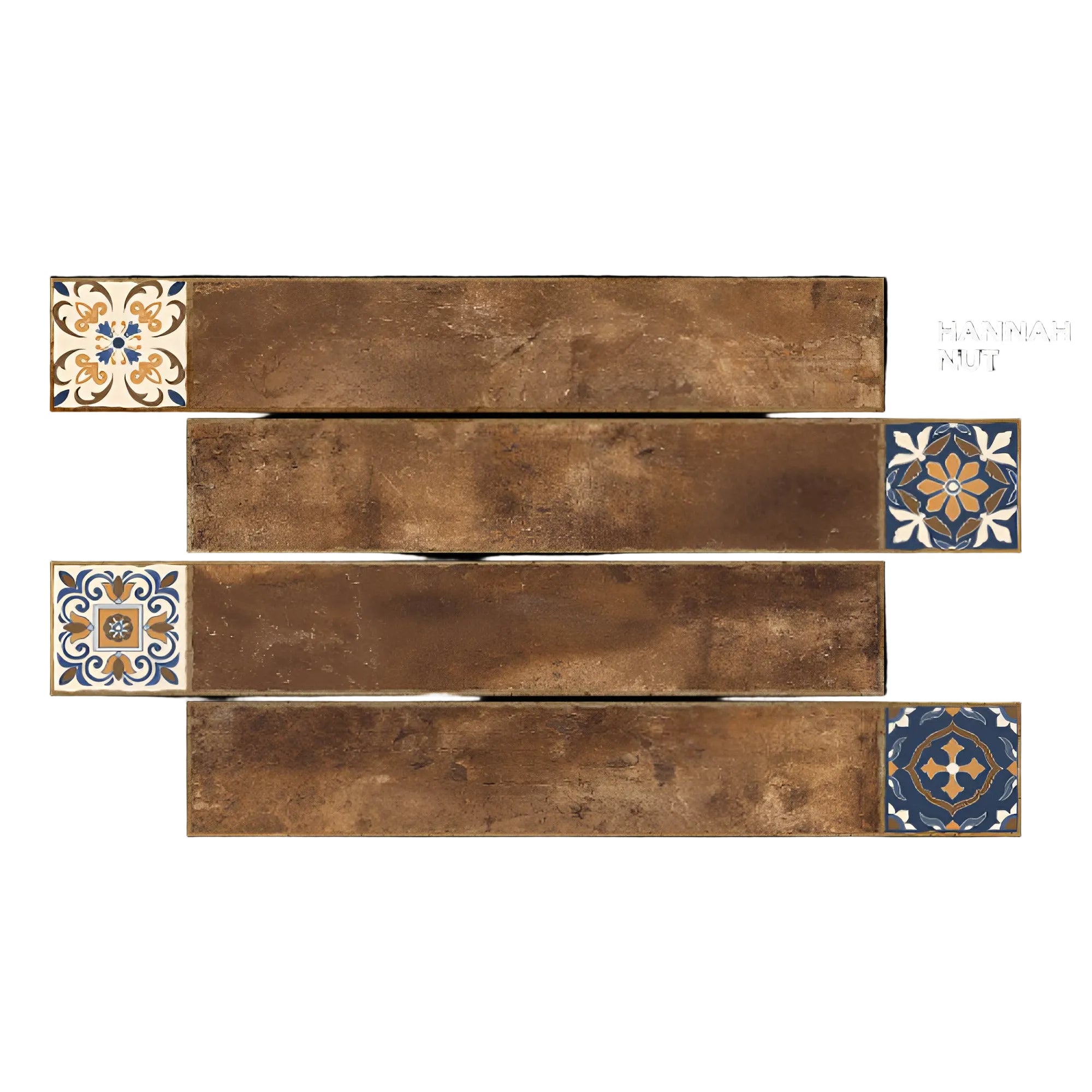 Hannah Nut Vitrified Tile – 6×36 inch matte vitrified wood-look tile in a warm nut brown tone, featuring detailed wood grain patterns for a natural, rustic finish.