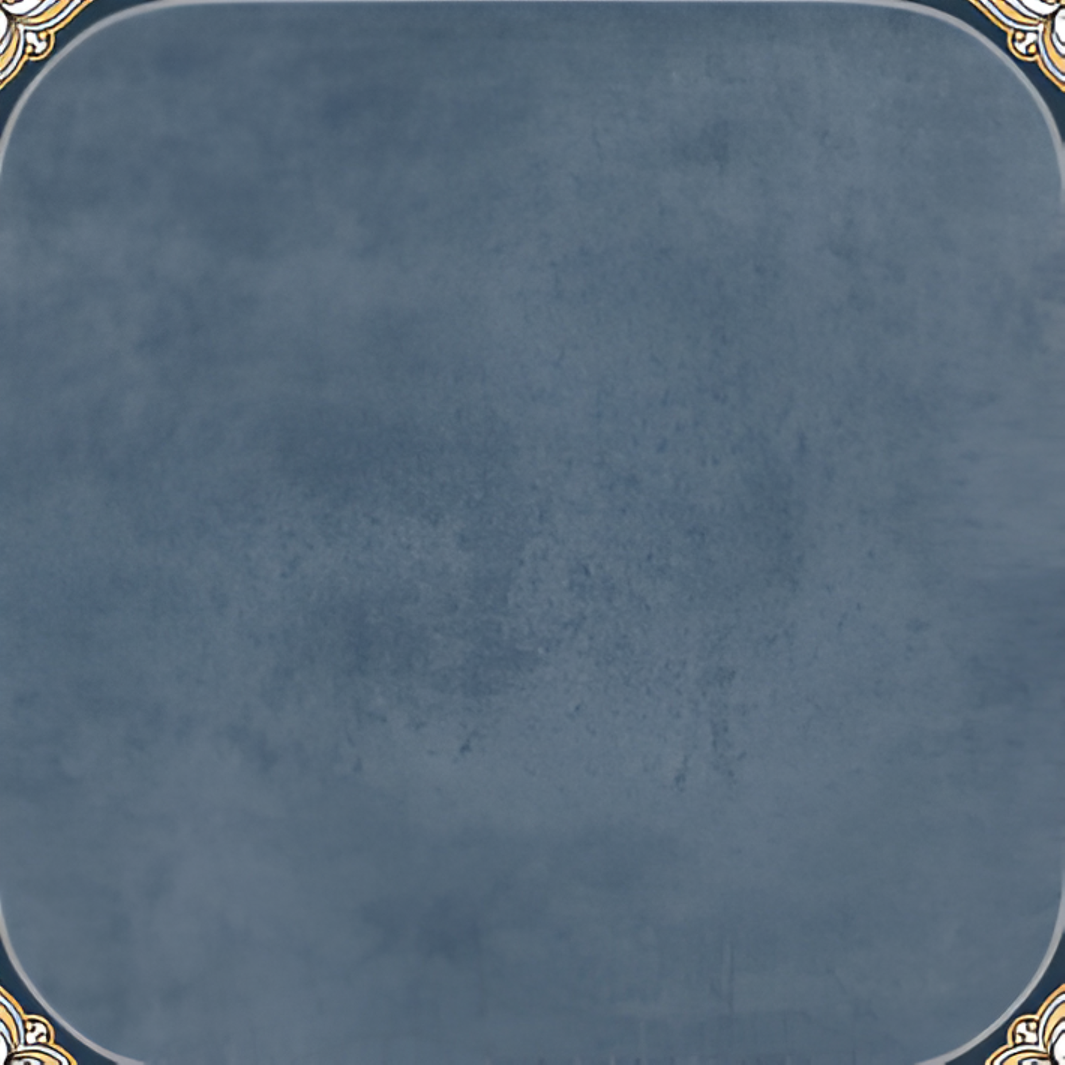 Heritage Azul Moroccan Ceramic Tile – 24x24 inch ceramic tile with intricate blue Moroccan motifs and geometric floral detailing on a vintage-style surface.







