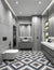 Hilden Moroccan vitrified bathroom floor tile featuring intricate printed Moroccan and rangoli-inspired geometric patterns with a matt finish, designed for durable residential bathroom flooring and decorative interior spaces.
