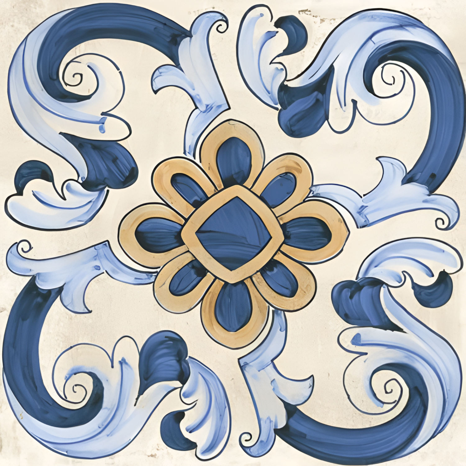 Homebliss Moroccan Vitrified Tile – 16x16 Inch blue floor tile featuring detailed Moroccan patterns, ideal for adding vibrant and durable style to any floor.