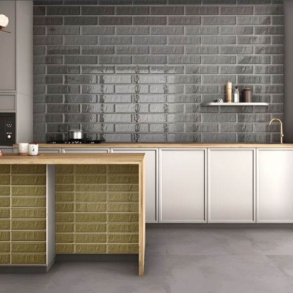 Honk Kong Charcoal Glossy Subway Tile 3 Inch * 12 Inch