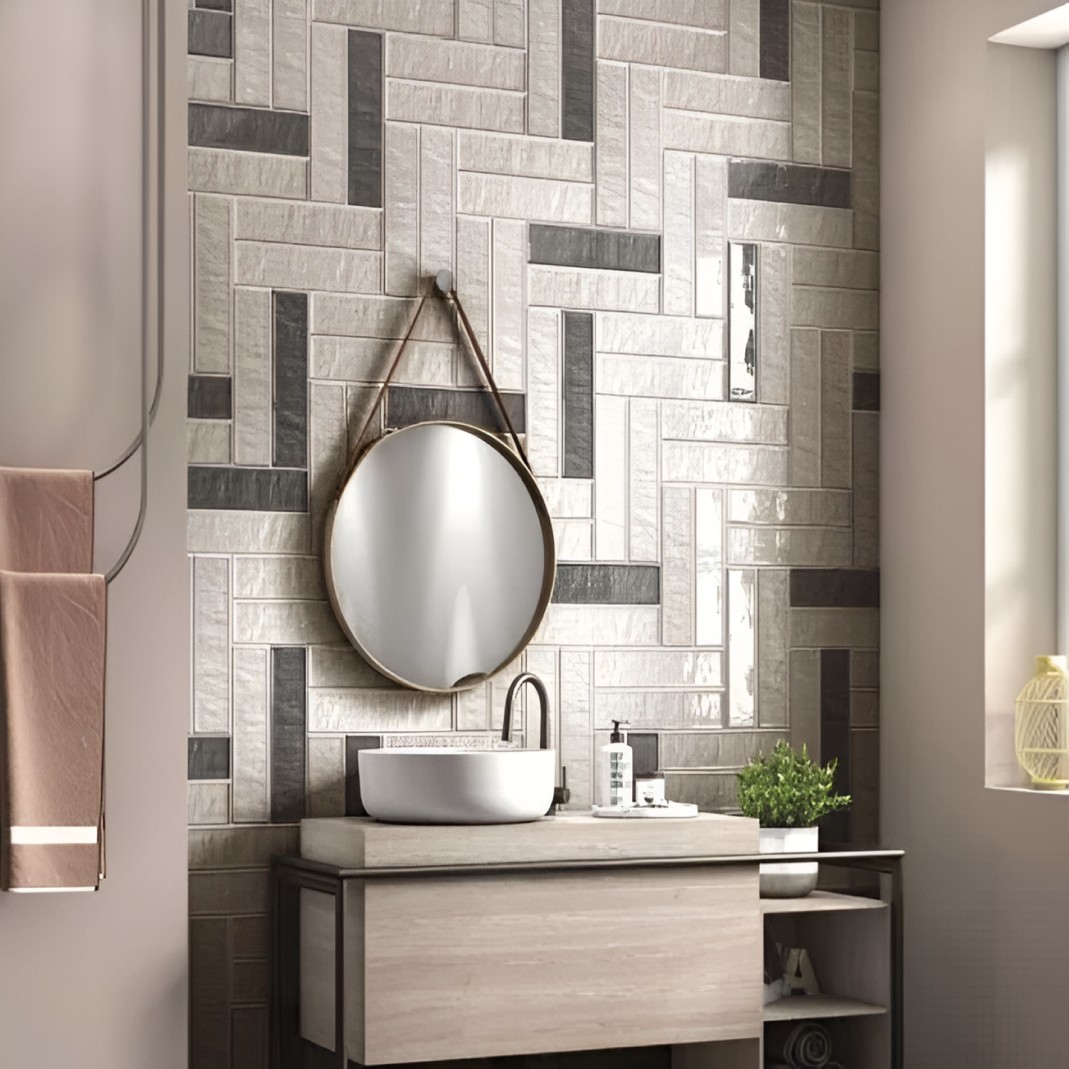 Honk Kong Taupe Glossy Subway Tile 3x12 Inch with soft taupe glossy finish, smooth polished surface, perfect for warm and elegant kitchen backsplashes or accent walls
