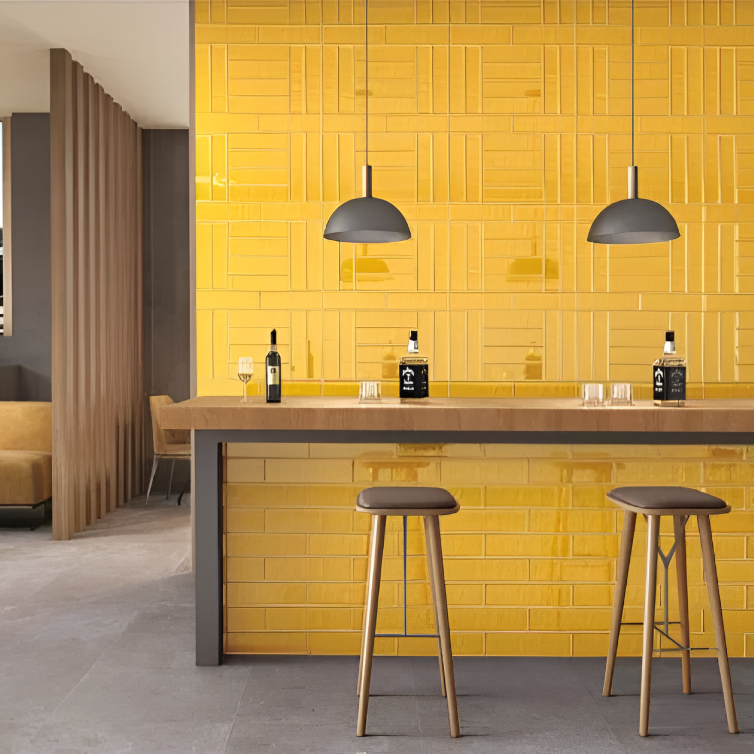 Honk Kong Yellow Glossy Subway Tile 3x12 Inch with vibrant yellow glossy finish, smooth polished surface, perfect for cheerful and stylish kitchen backsplashes or accent walls
