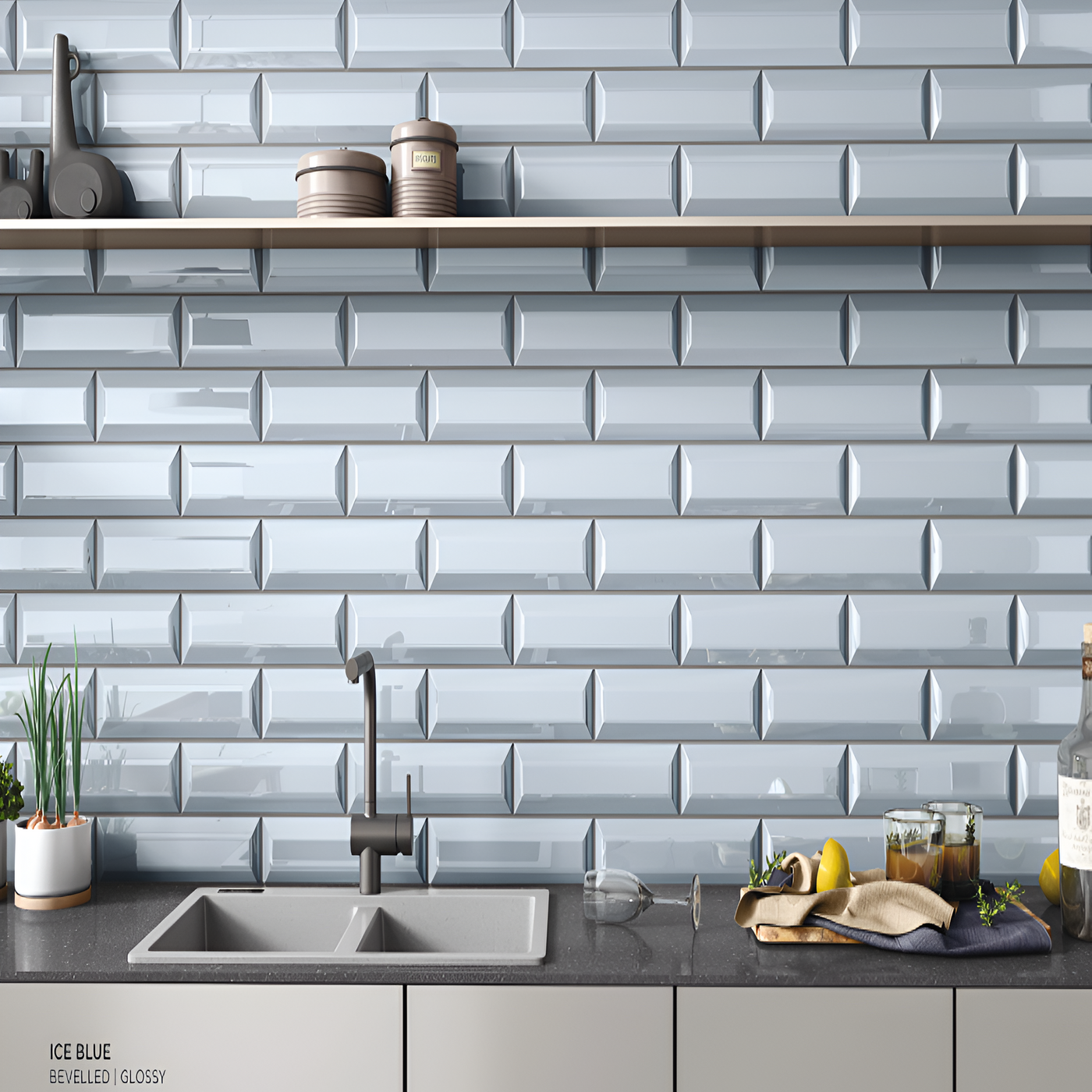 Cool Serene Ice Blue Kitchen Design Inspiration