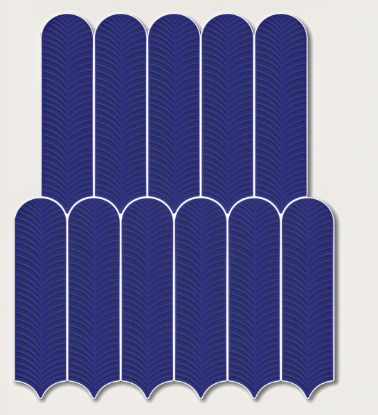 Indigo Blue Feather Tile – 3x12 Inch Deep Blue Subway Tile with Feather Pattern for Stylish Kitchen and Bathroom Walls