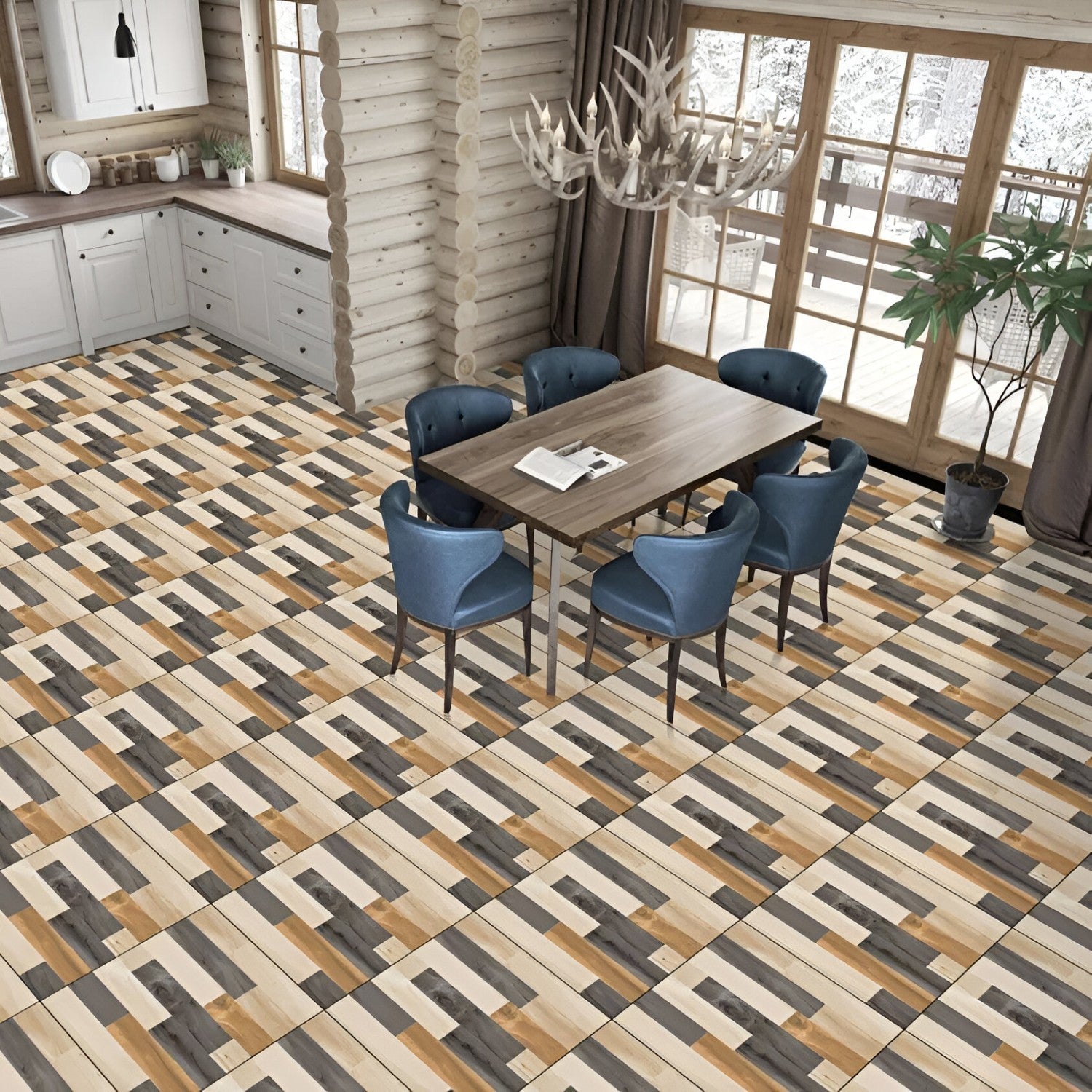 JW-178 Wooden Ceramic Tile 24x24 Inch, featuring natural wood-grain patterns with warm brown tones, ideal for creating a rustic and durable flooring or wall finish.
