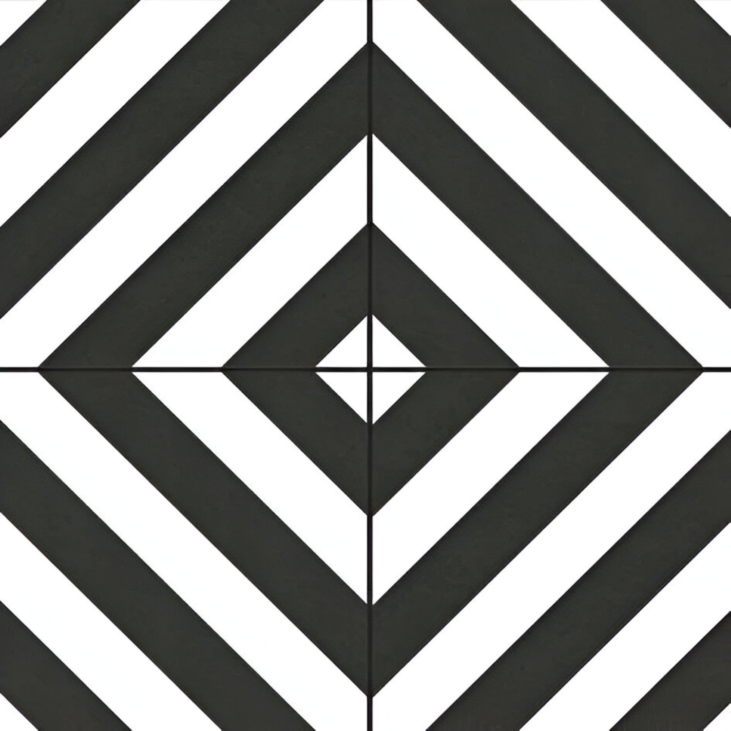 JW-198 Moroccan Tile – 24x24 inch ceramic tile featuring bold black and white Moroccan geometric and floral patterns with a classic, high-contrast design.