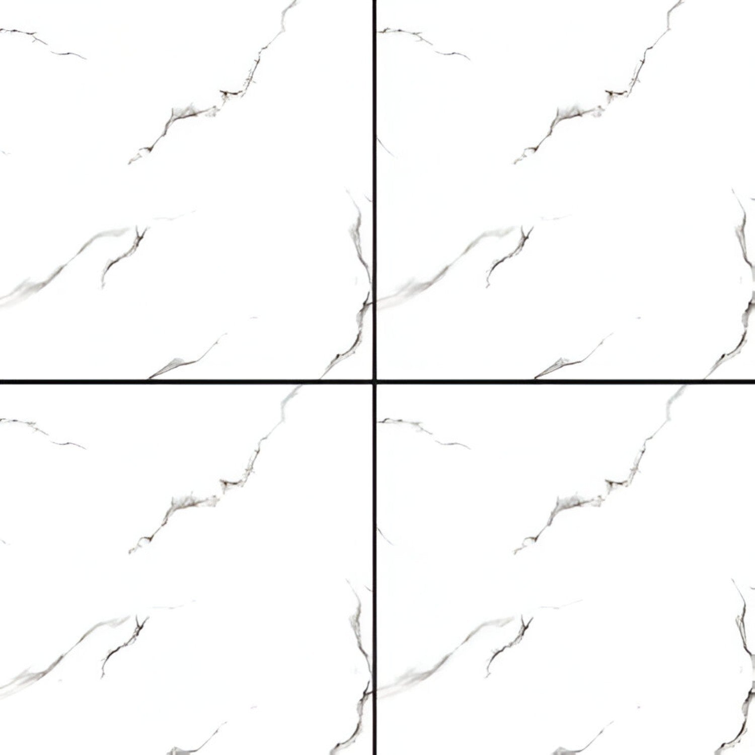 JW-212 Marble Ceramic Tile 24x24 Inch, featuring elegant white marble patterns with subtle gray veining, ideal for sophisticated and durable flooring or wall applications.
