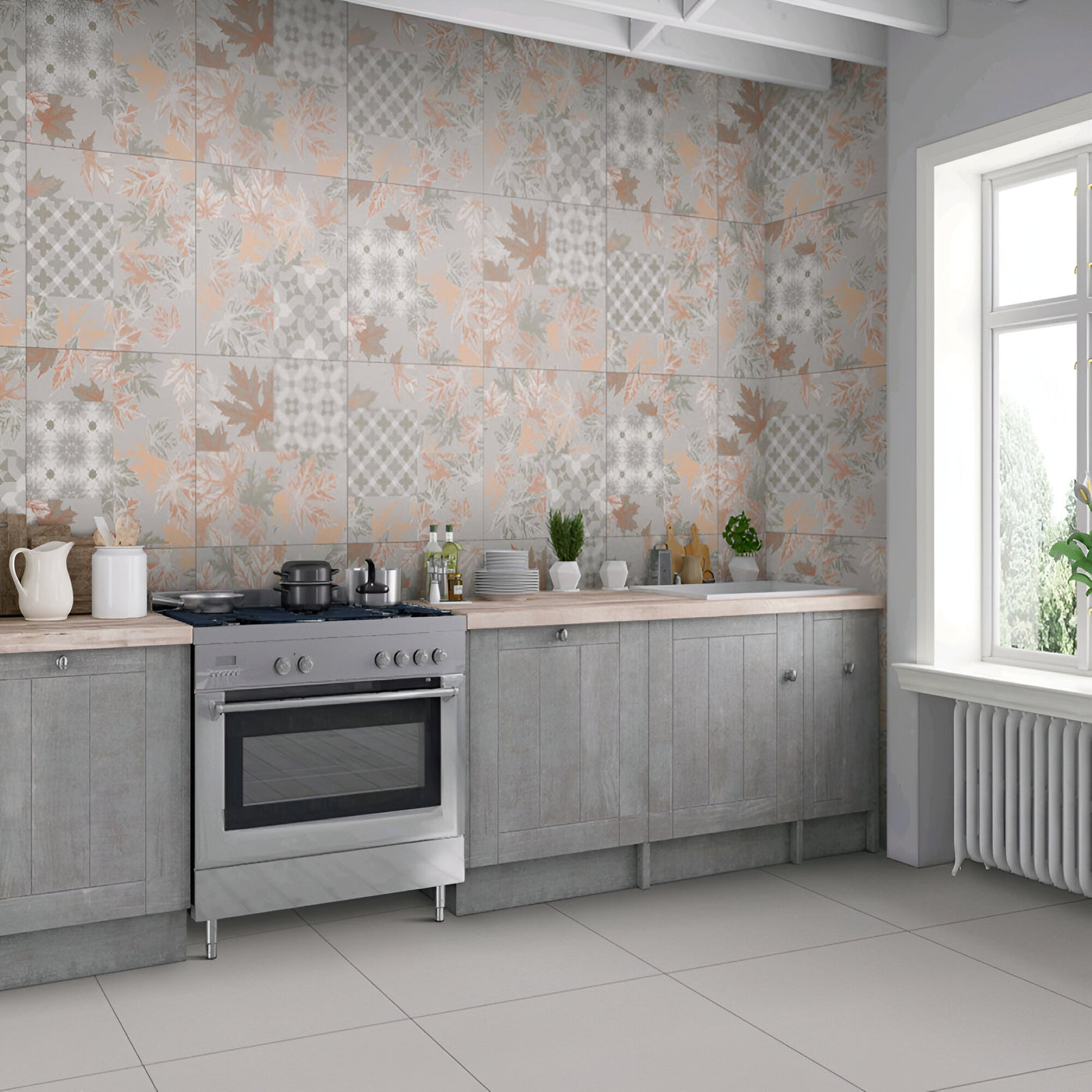 Classic Grey Moroccan Kitchen Floor Design Inspiration