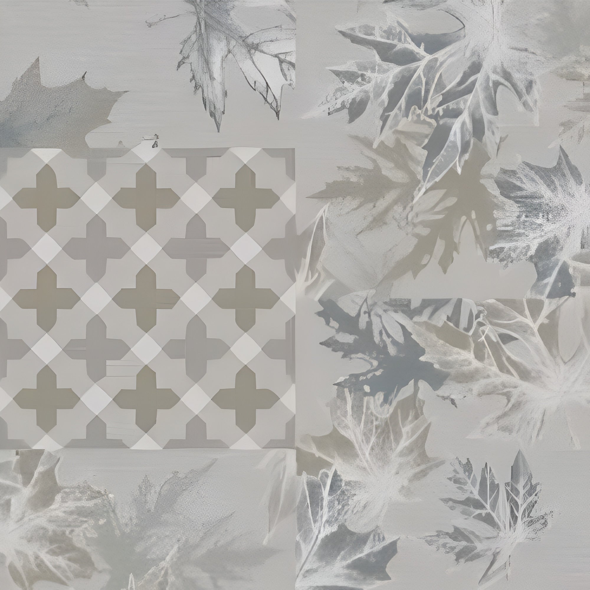 Jekorb Grey Decor Moroccan Vitrified Tile 24x24 Inch showcasing intricate Moroccan patterns in soft grey shades with a smooth matt finish, perfect for elegant wall and floor interiors.