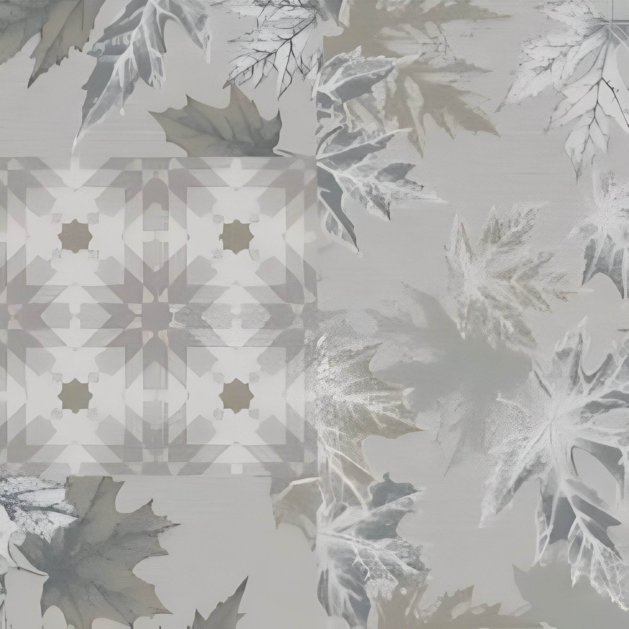 Jekorb Grey Decor Moroccan Vitrified Tile 24x24 Inch showcasing intricate Moroccan patterns in soft grey shades with a smooth matt finish, perfect for elegant wall and floor interiors.