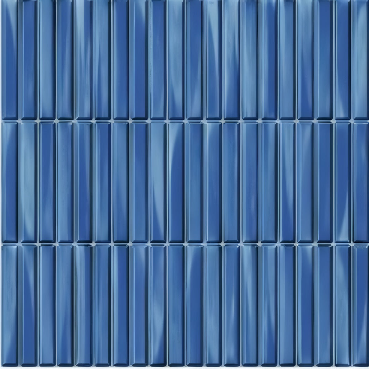 Kitkat Cosmo Blue Tile - 12x12 inch ceramic wall tile with glossy vertical blue strips

