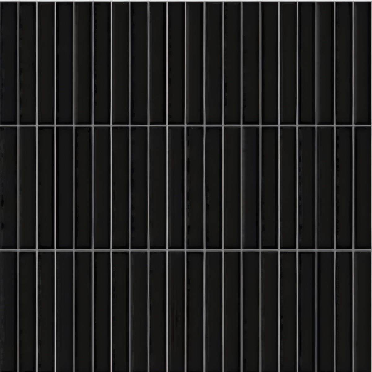 Kitkat Cosmo Nero Tile - 12x12 inch ceramic wall tile with glossy vertical black strips

