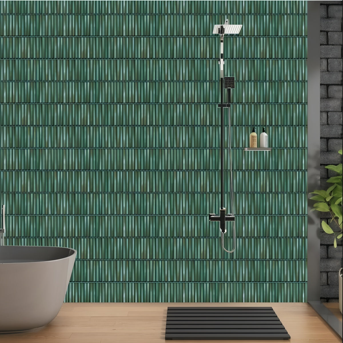Earthy Olive Kitkat Modern Bathroom Sanctuary Wall