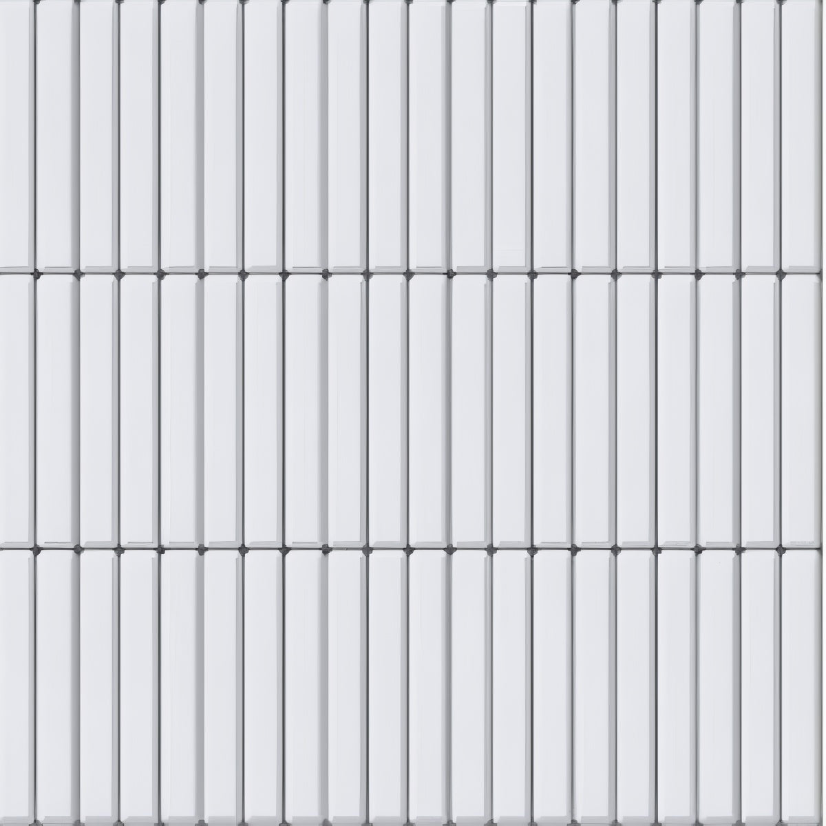 Kitkat Grace Bianco Tile - 12x12 ceramic wall tile with vertical white strips in a sleek glossy finish

