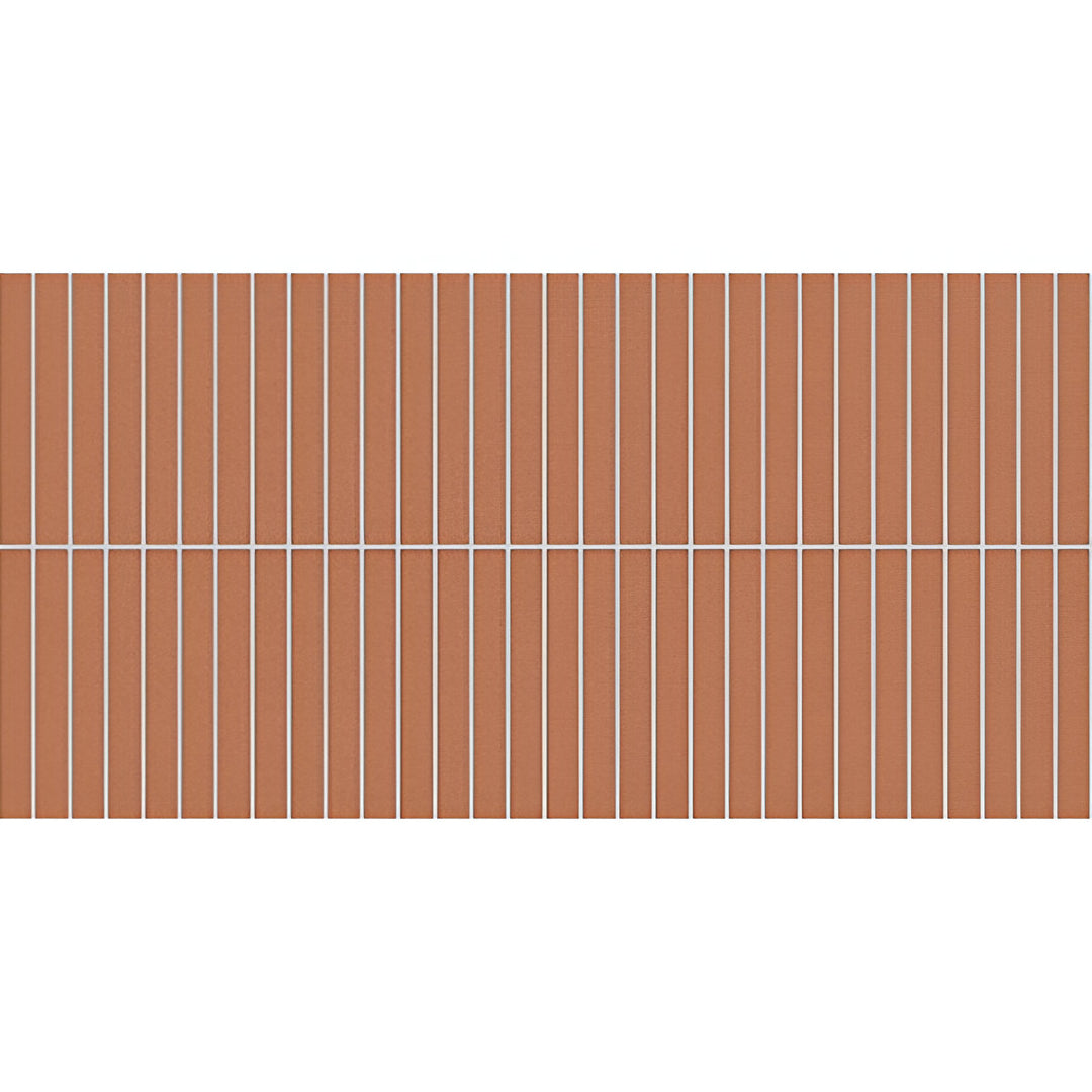 Kitket Coral brown ceramic wall tile 12x24 inch with subway and kitkat design.