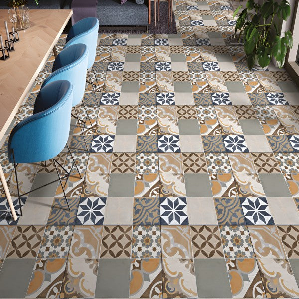 Kolam 7 Moroccan patchwork tile with matte finish – 24x24 inch