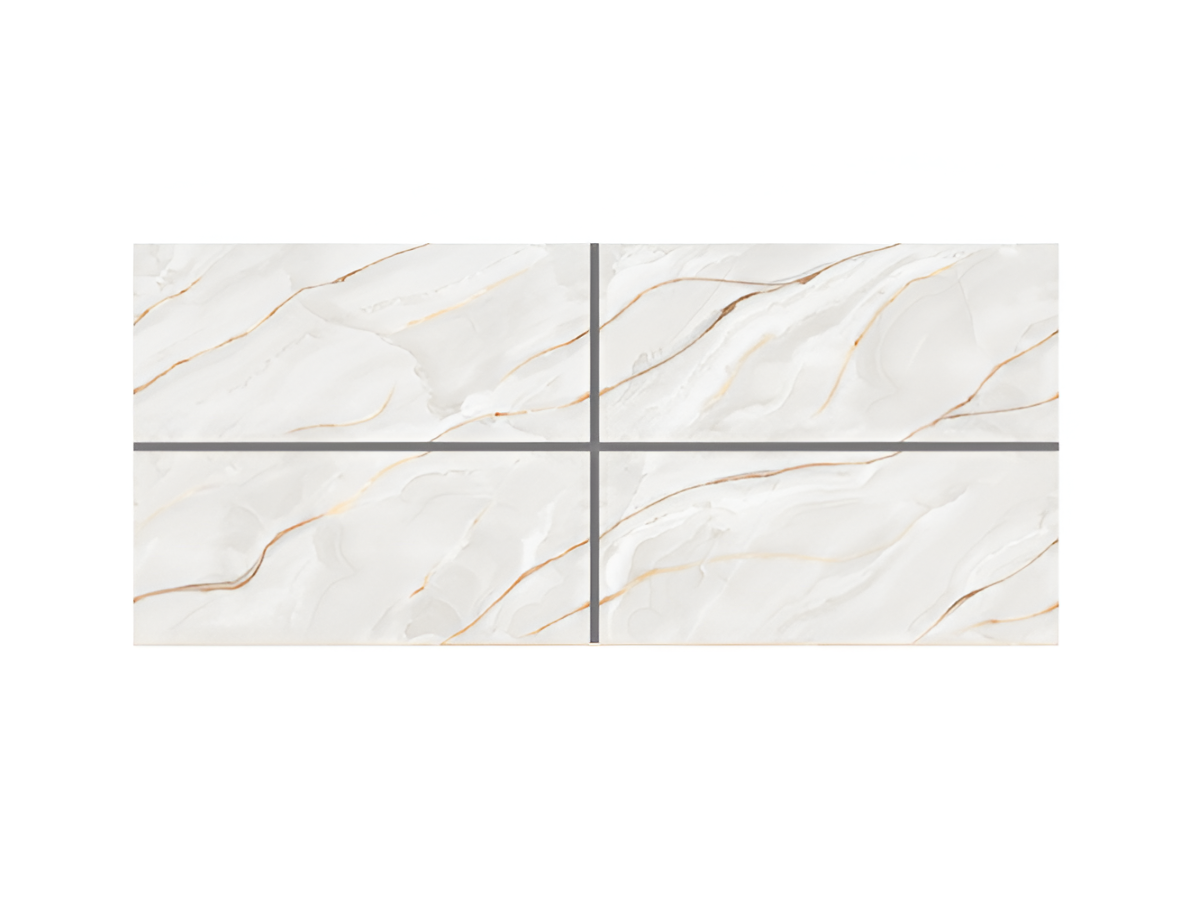 Lema Onyx vitrified tile in 24 x 48 inch size with marble-inspired pattern and glossy surface, showing smooth texture, refined veining details, and a polished finish suitable for premium floor and wall interior applications in modern residential and commercial spaces.