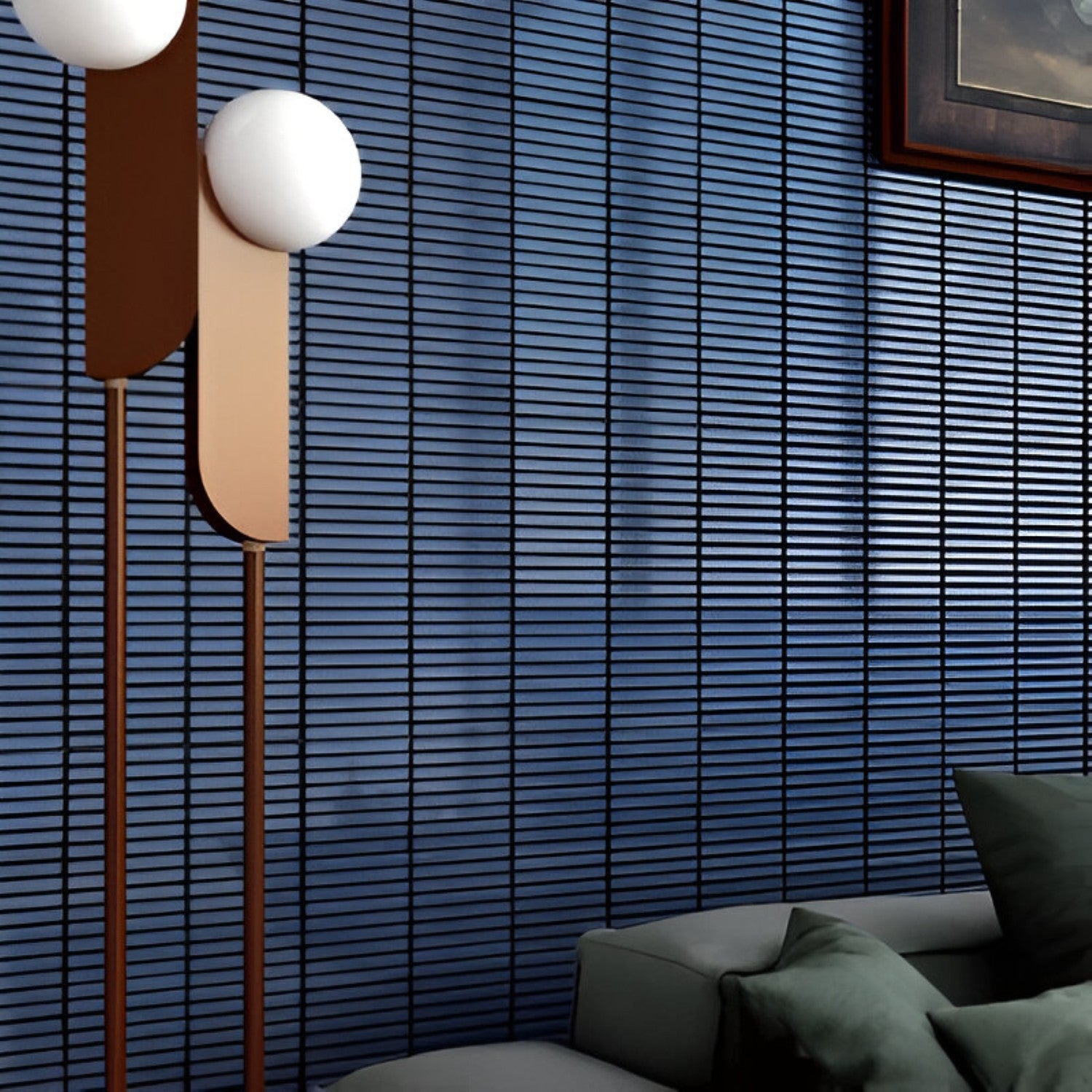 Liner Blue Ceramic Tile 12x12 inch with a matt finish, featuring a vibrant blue surface with subtle texture, durable and scratch-resistant, ideal for contemporary floors and walls.
