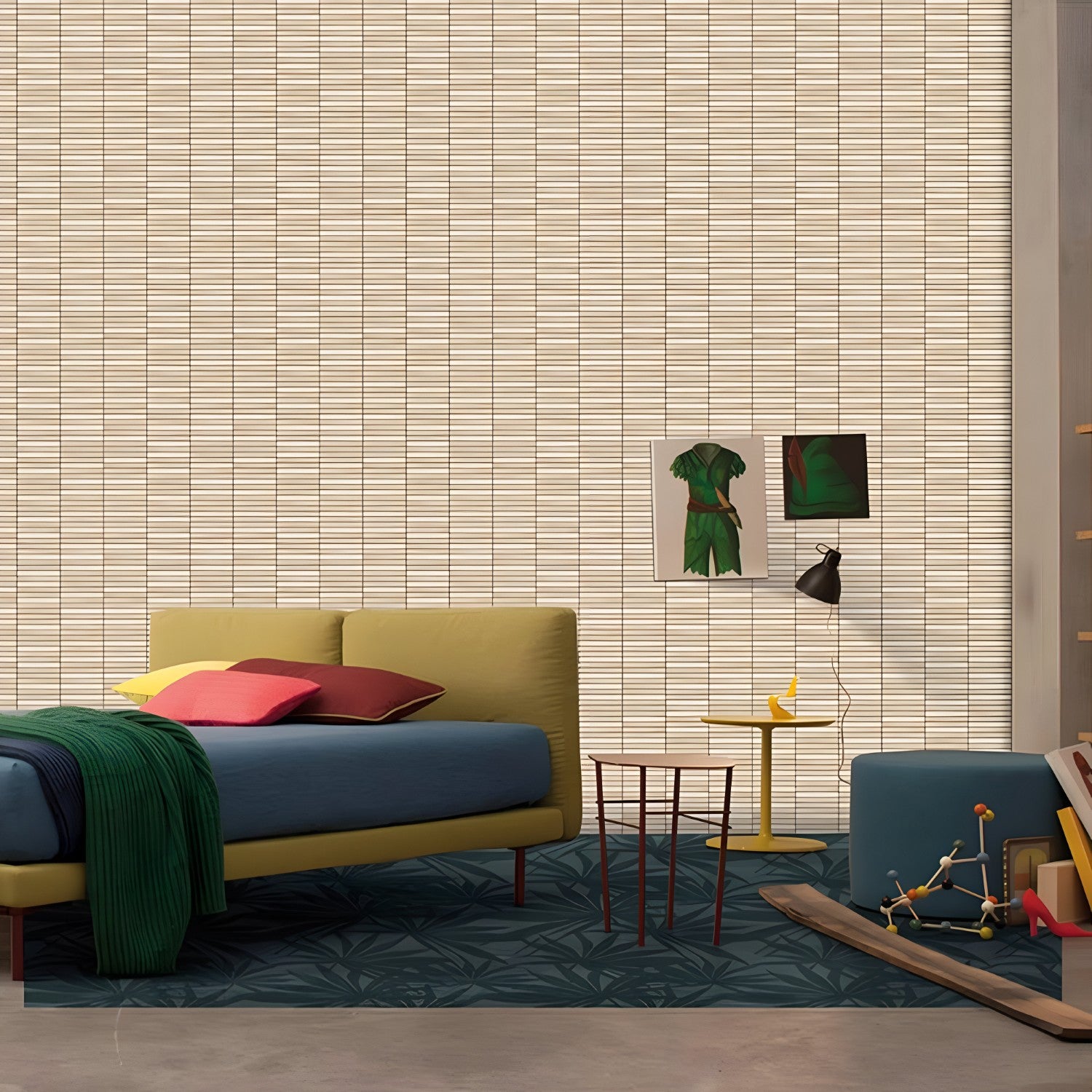 A 12 × 12 inch ceramic tile named “Liner Crema” featuring a soft, creamy beige (crema) background with subtle linear texture or shading, offering a clean and minimalist aesthetic suitable for modern and classic interiors alike.