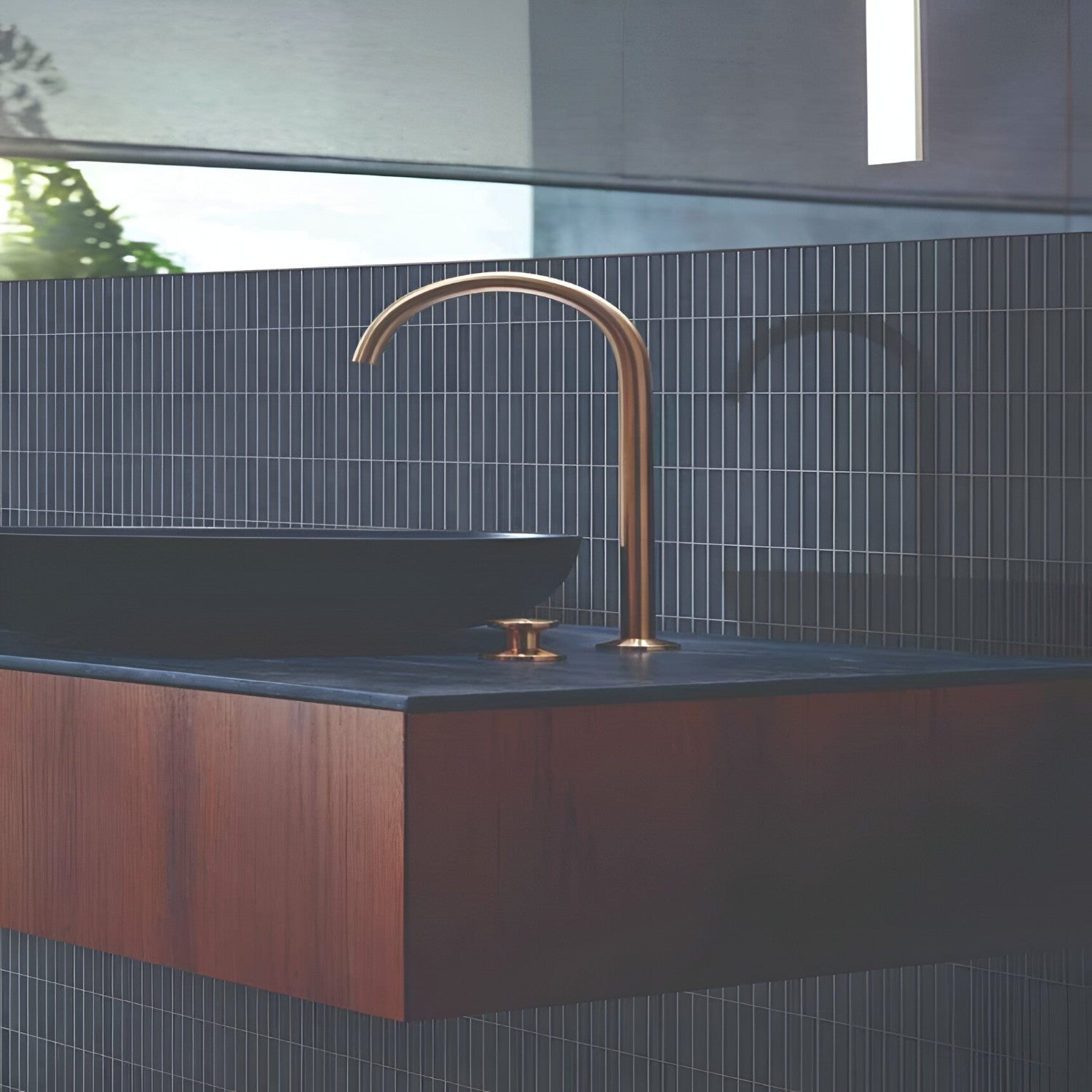 Liner Navy Ceramic Tile 12x12 inch with a matt finish, featuring a deep navy-blue surface with subtle texture, durable and scratch-resistant, ideal for modern floors and walls.
