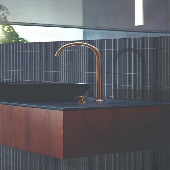 Deep Navy Kitkat Tile Bathroom Design Inspiration