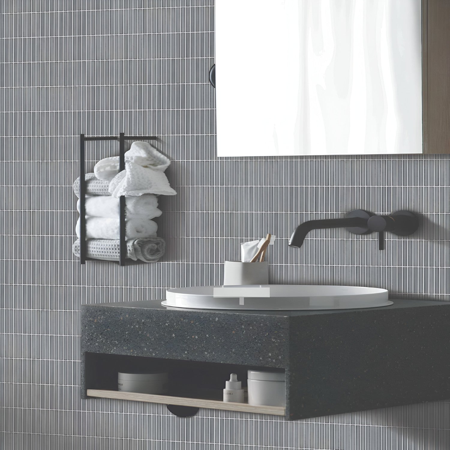 Liner Terrain Ceramic Tile 12x12 inch with a matt finish, featuring a natural terrain-inspired textured surface in earthy tones, durable and scratch-resistant, ideal for modern floors and walls.
