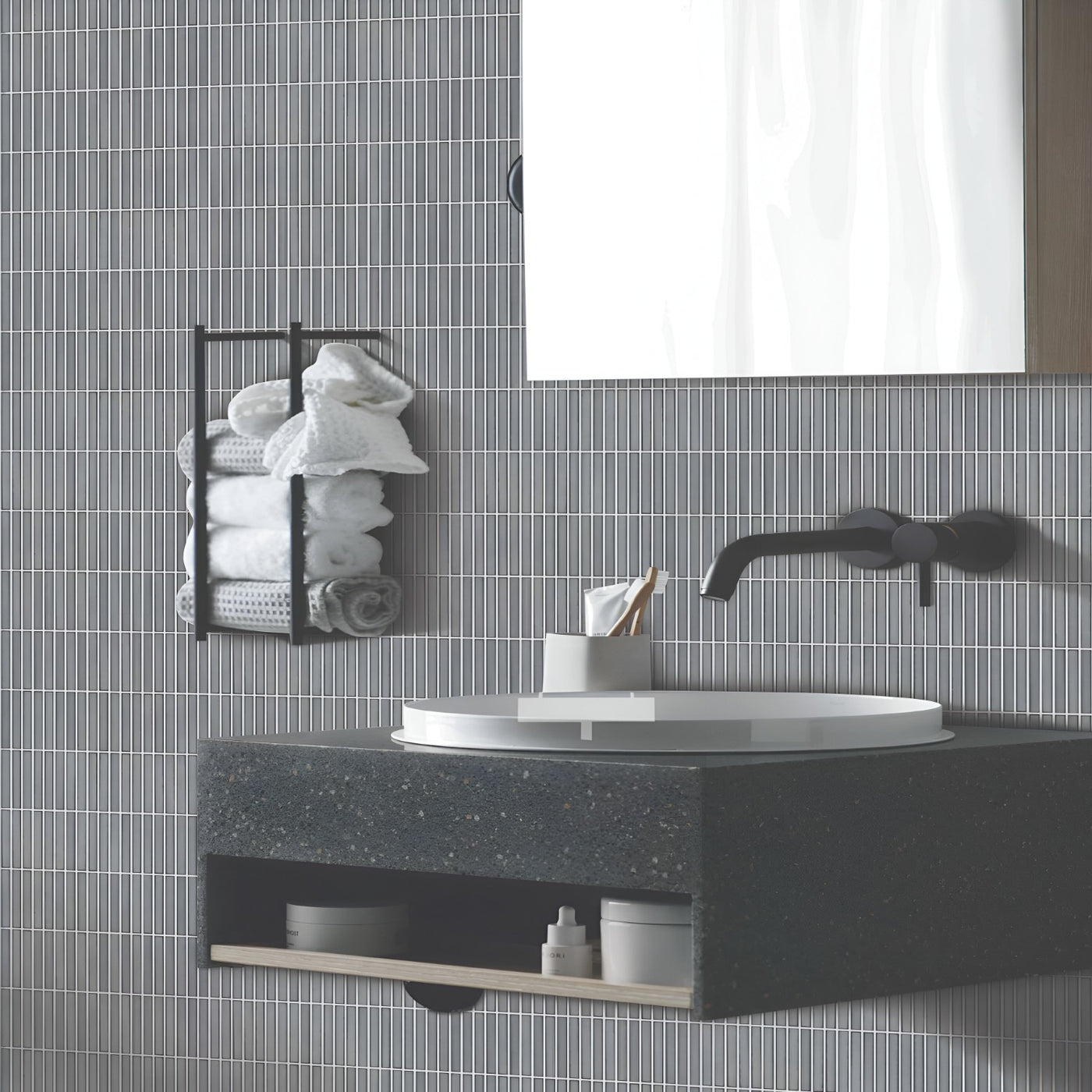 Earthy Ribbed Liner Terrain Bathroom Inspiration