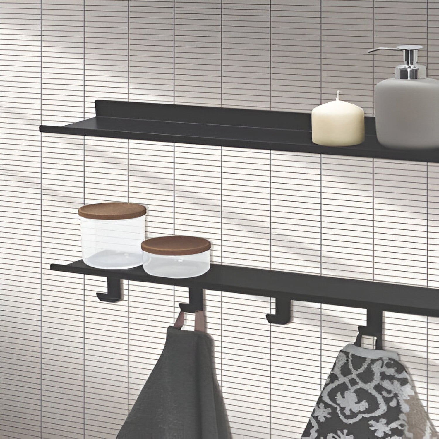 Liner White Ceramic Tile 12 × 12 inch – smooth glossy white subway-style wall tile trim displayed in a kitchen setting.