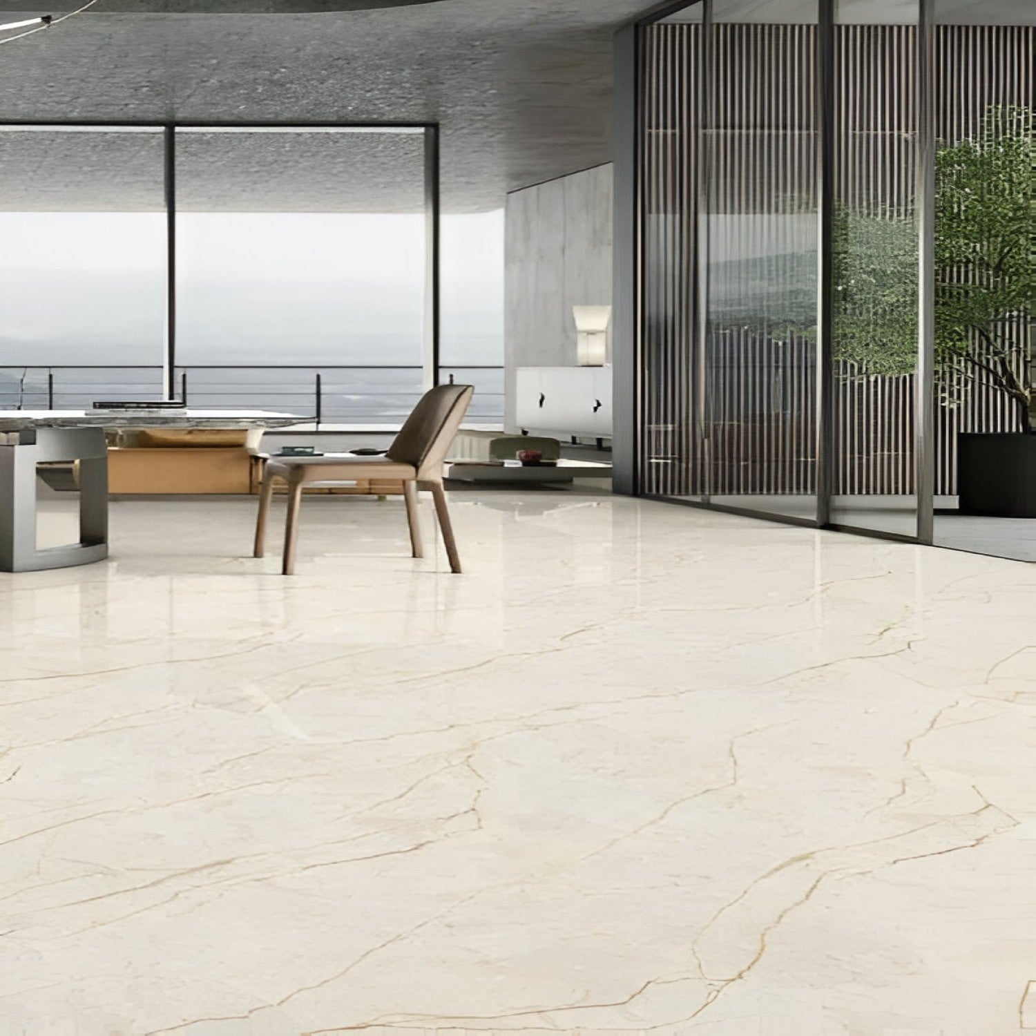Lisa Beige Endless Vitrified Tile 24 x 48 inch featuring a soft beige stone-inspired design with continuous flowing patterns, perfect for adding elegance and a seamless look to floors and walls.
