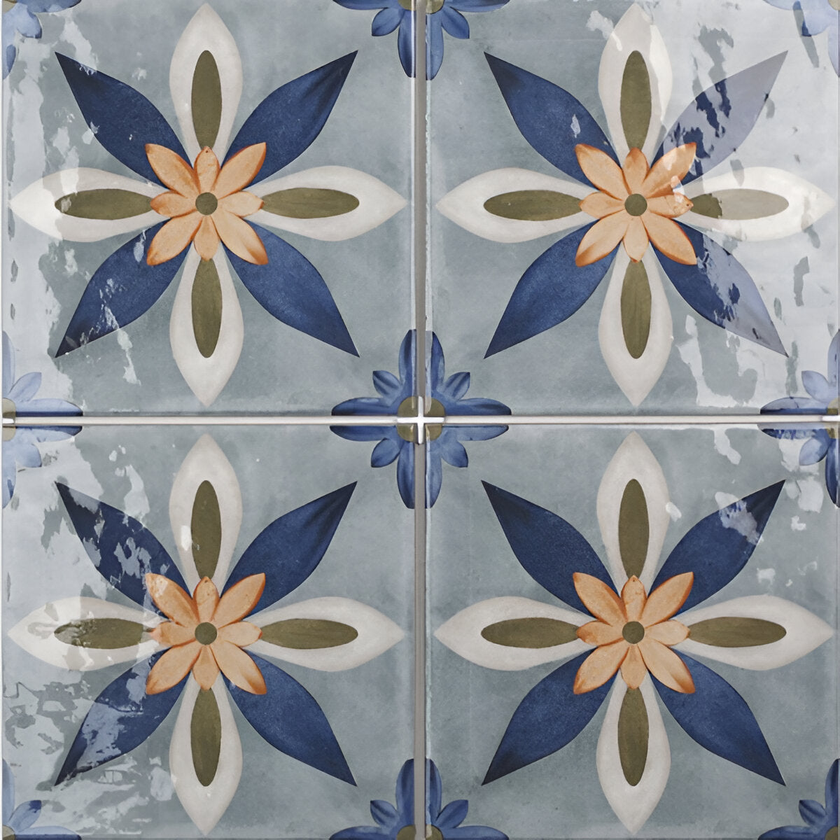 Lucido Bloom 8x8 inch Vitrified Gloss Tile with floral pattern and glossy surface for vibrant wall or floor décor

