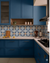 Lucido Bloom Vitrified Gloss Tile 8x8 Inch featuring intricate floral and Moroccan-inspired printed patterns with rangoli-style detailing, designed for decorative kitchen walls and floors, showcasing a glossy surface that enhances texture, depth, and artistic appeal in modern and traditional interior spaces.