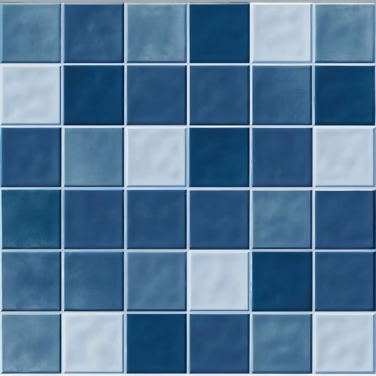 Lusso Cosmo Lapis Tile - 12x12 ceramic wall tile with glossy lapis blue checkered mosaic design


