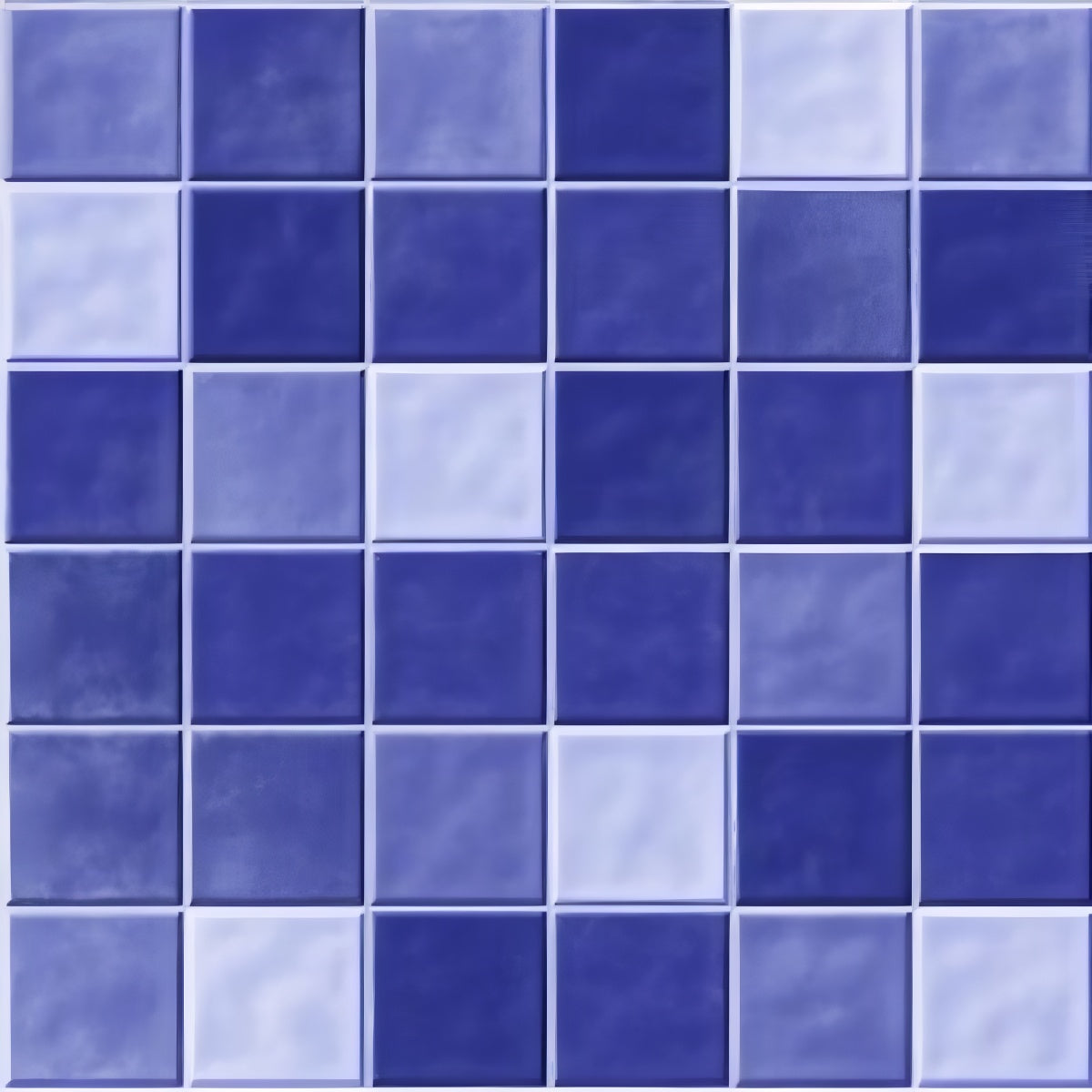 Lusso Cosmo Navy Tile - 12x12 ceramic wall tile with glossy navy and blue checkered mosaic design

