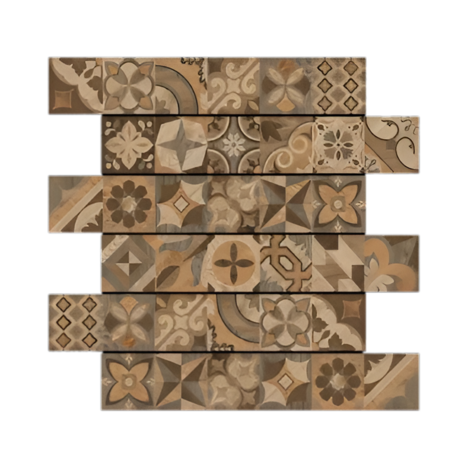 Lux Brown Decor Wooden Plank 8x48 Inch with rich warm brown wood grain texture and decorative patterns, smooth polished finish, perfect for stylish and durable flooring applications
