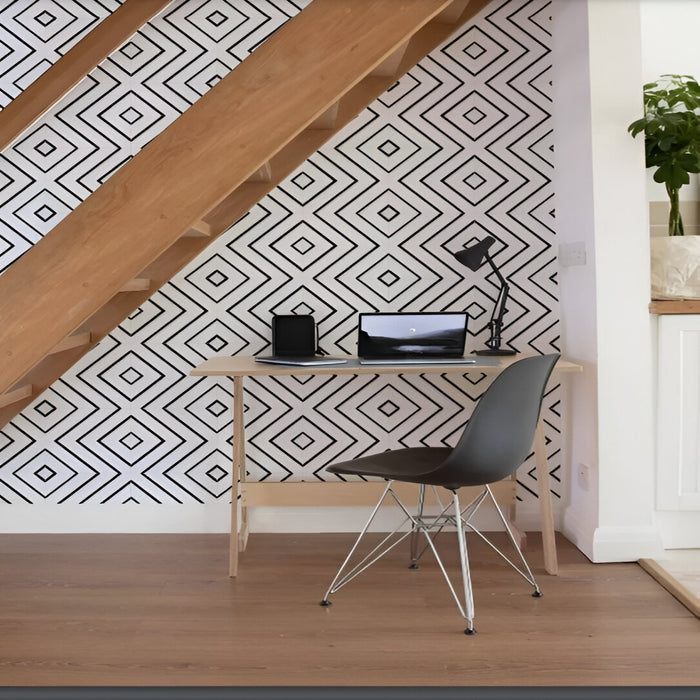 Bold Geometric Monochrome Office Wall