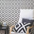 M-10121 Ceramic Moroccan Tile – 12x12 inch tile featuring a crisp white base with bold black geometric line pattern forming a striking Moroccan-inspired design.