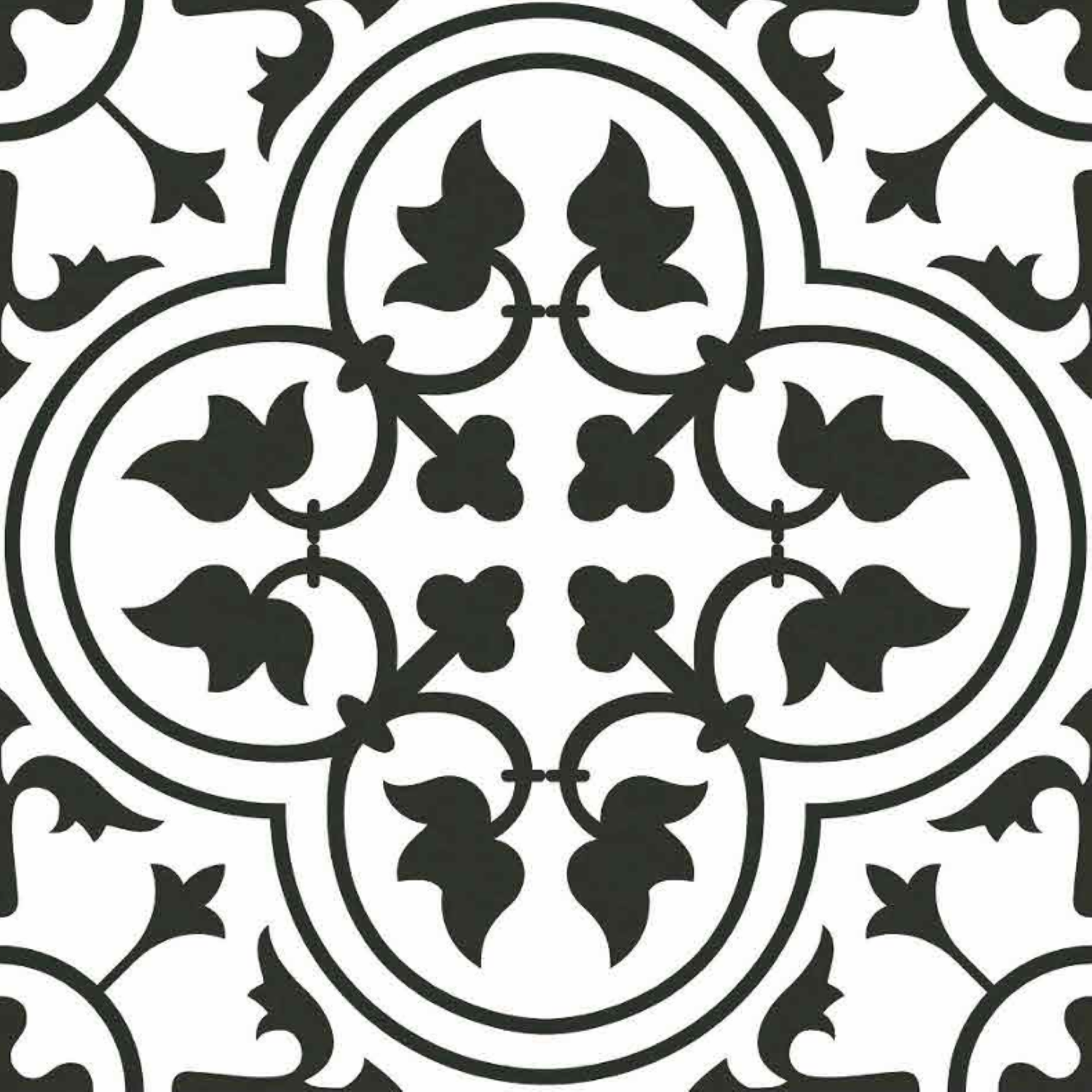 M-169 Moroccan Vitrified Tile – 16x16 inch vitrified tile featuring classic Moroccan geometric patterns in earthy beige and charcoal tones with a vintage finish.