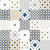 M-190 Moroccan Vitrified Tile – 16x16 inch vitrified tile featuring elegant Moroccan-style floral and geometric patterns in muted blue and beige tones.