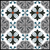 MC-27 Moroccan Ceramic Tile – 12x12 Inch vibrant tile with bold floral and heart-like patterns in black, gray, teal, and terracotta on a white background, ideal for walls and floors.