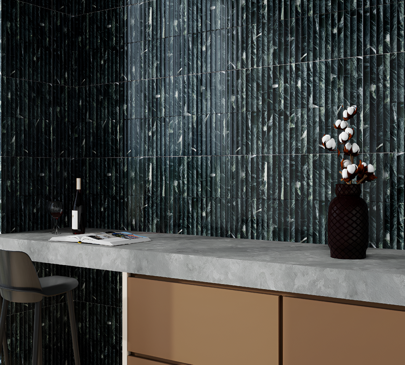 Bold Midnight Black Fluted Design Inspiration