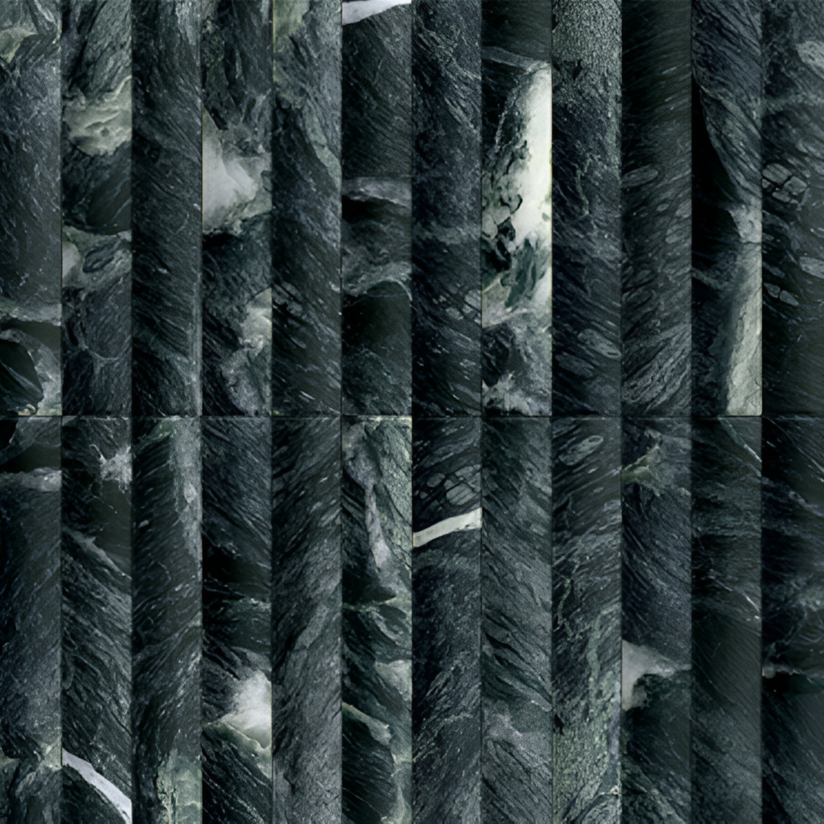 MD-74 fluted ceramic tile in 12x12 inch size, featuring a deep black glossy finish with a subway-style fluted texture, perfect for modern kitchen backsplashes, bathroom walls, and luxury accent surfaces