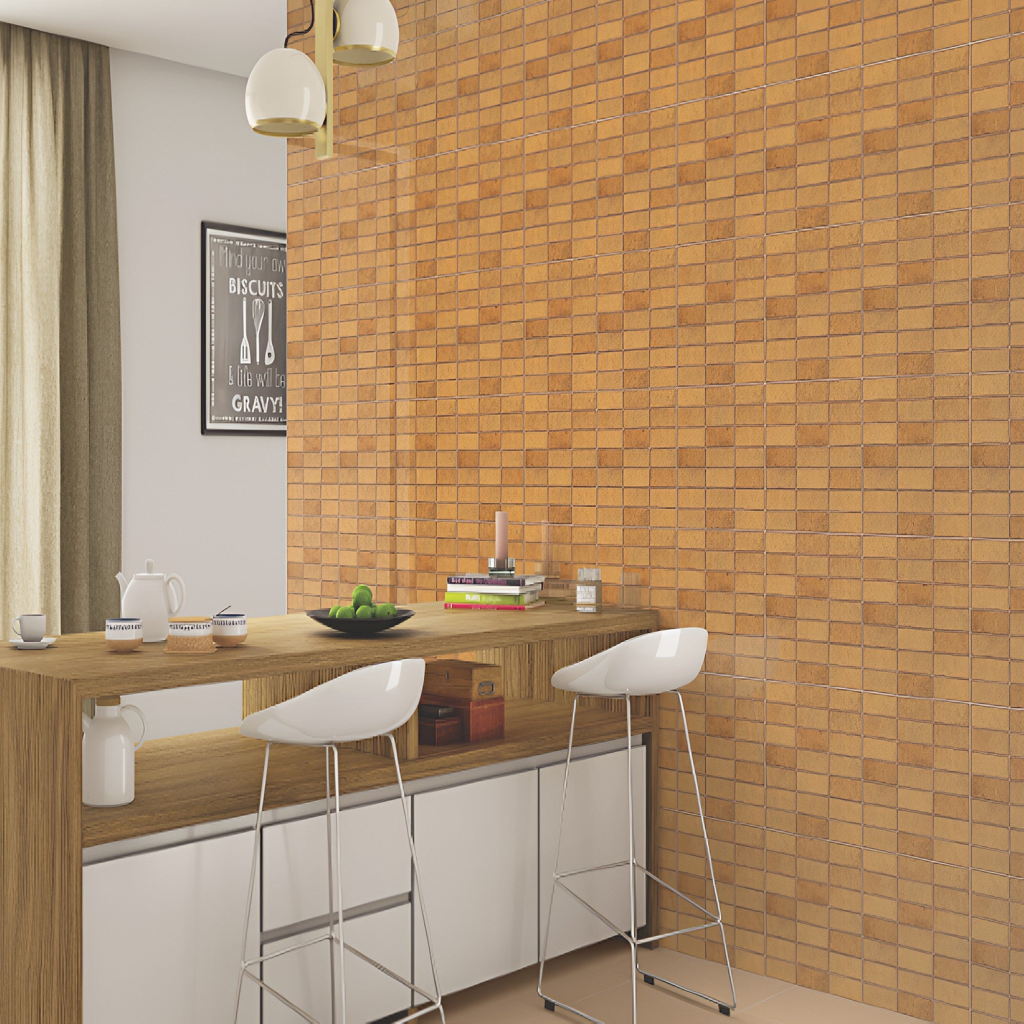 MN-319 Yellow Kitkat Ceramic Tile in 12x12 Inch size showcasing a glossy finish, featuring vibrant yellow color tones designed for wall applications in modern interior spaces.