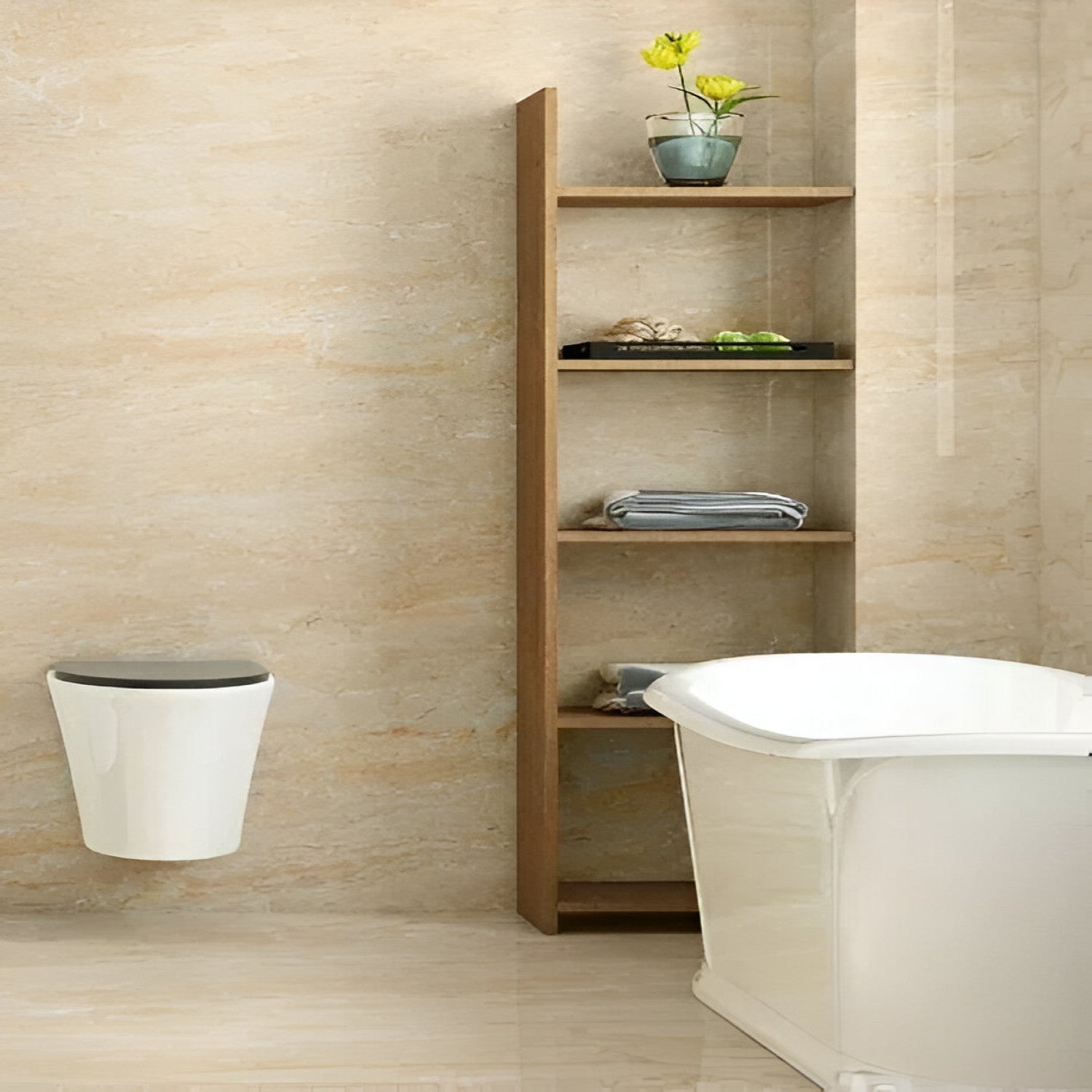 Macaobas Endless Vitrified Tile 24 x 48 inch featuring a stunning natural stone-inspired design with flowing patterns, ideal for creating a luxurious and seamless look on floors and walls.
