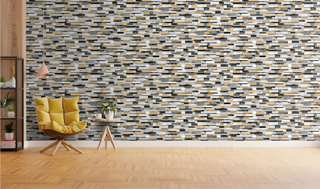 Magic 212 Matt Vitrified Tile 12x18 Inch – Decorative geometric wall tile in matte grey-beige tones

