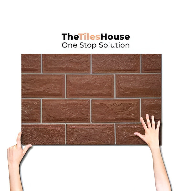 Mars Brick Matt Vitrified Tile 12x18 inch with realistic brick texture, warm reddish-brown tones, and matte finish, perfect for rustic and durable flooring or wall designs
