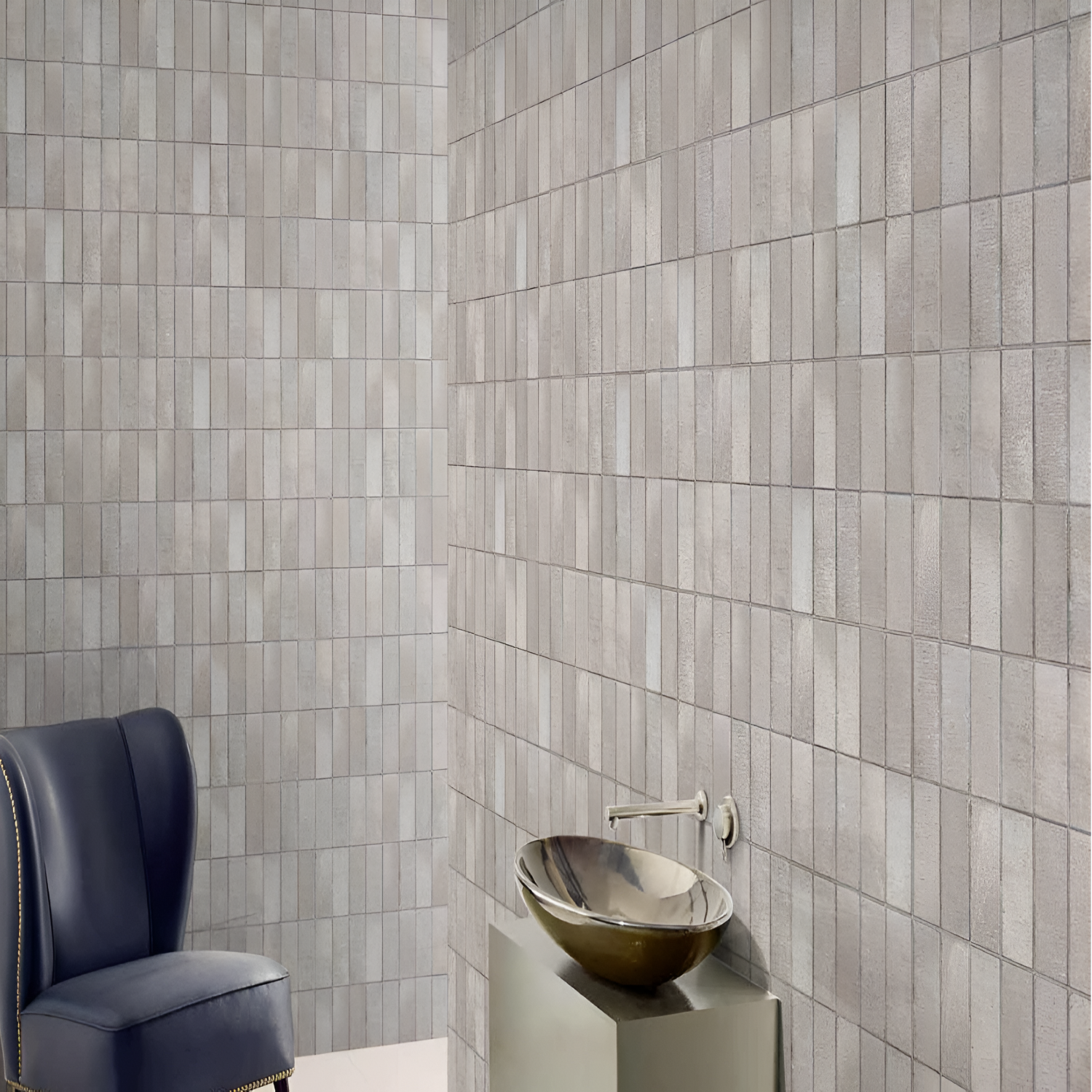 Marvello Grey Gloss Tile 12x24 inch with a glossy finish, featuring a sleek grey stone-like texture, durable and stain-resistant surface, ideal for modern floors and walls.
