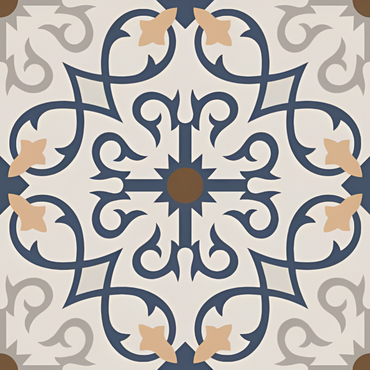 Masai Vitrified Moroccan Tile – 24x48 inch matt finish tile featuring a soft blue and cream color palette with printed Moroccan-influenced geometric and rangoli motifs, suitable for stylish wall or floor installations.