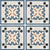 Matrix Blue Moroccan Ceramic Tile – 24x24 inch ceramic tile with deep blue Moroccan geometric patterns and symmetrical design on a glazed surface.